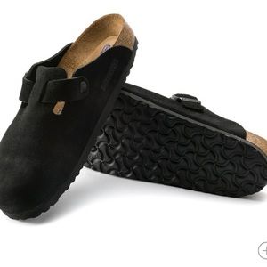Birkenstock Black Suede Clog Mules